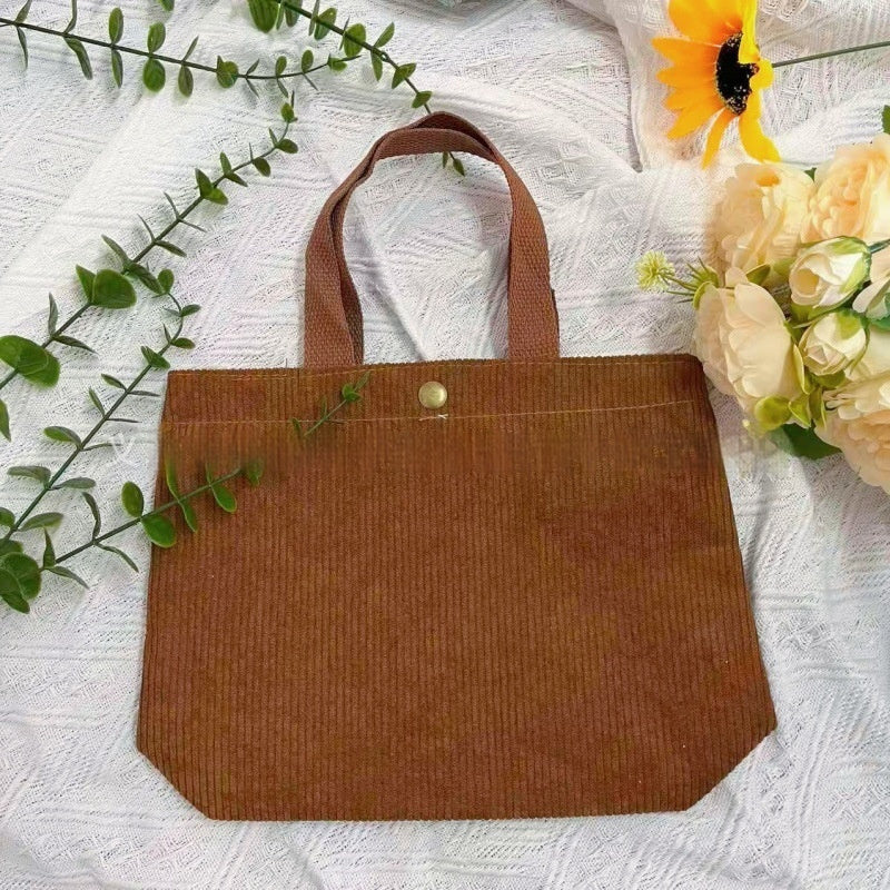 Sarah Express Women's Canvas Tote Bag - Minimalist Double-Sided Print Shoulder Bag with Embroidered Logo Type BBrown Embroidered Name Style