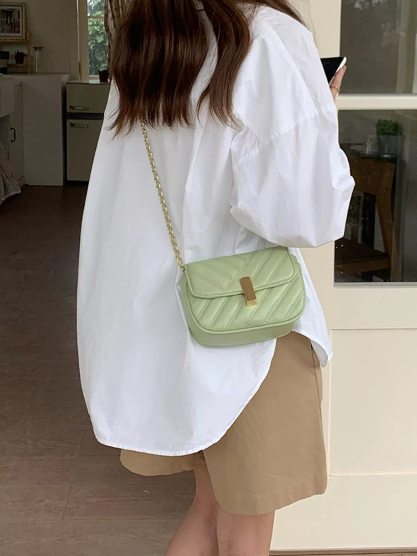 Sarah Express Women's Quilted Flap Chain Crossbody Bag