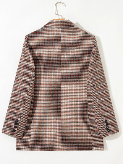 Sarah Express Women's Houndstooth Lapel Collar Blazer