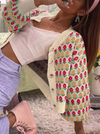 Sarah Express Women's Floral Button Up Long Sleeve Cardigan