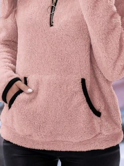 Sarah Express Women's Cozy Fleece Quarter Zip Long Sleeve Sweatshirt
