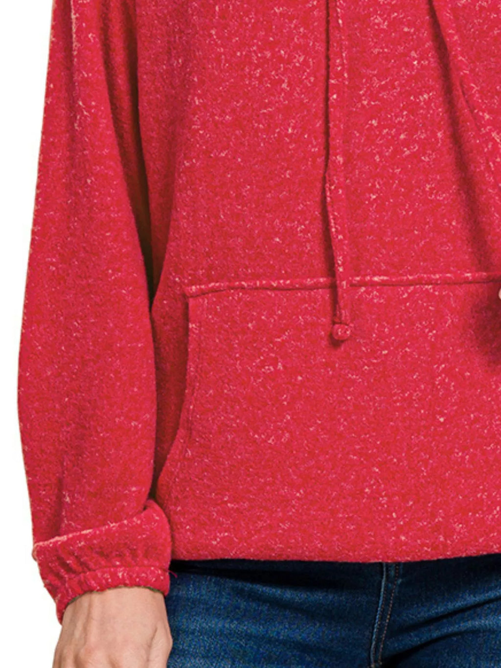 Sarah Express Women’s Brushed Melange Hacci Hoodie Sweater Casual