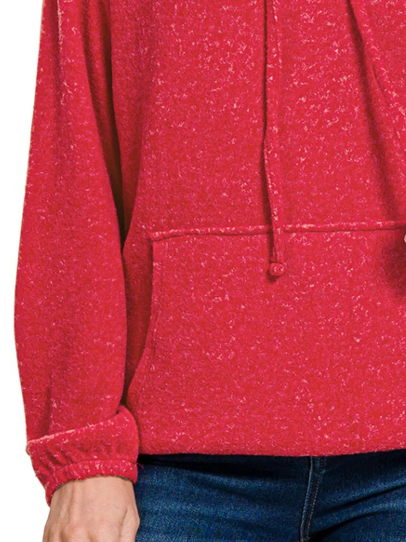 Sarah Express Women’s Brushed Melange Hacci Hoodie Sweater Casual