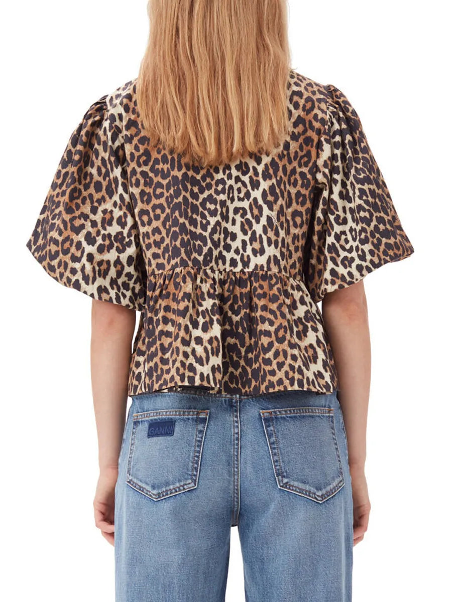 Sarah Express Women's Puff Sleeve Bow Tie Blouse