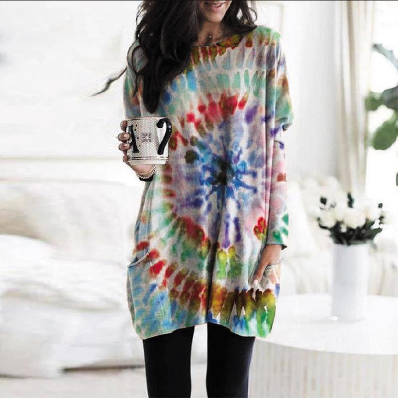 Sarah Express Women's Spiral Print Batwing Sleeve Long Sleeve Sweatshirt