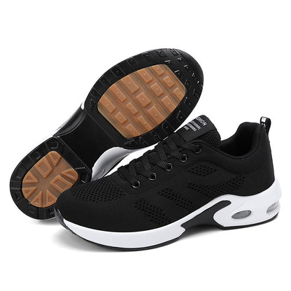 Sarah Express Women's Lightweight Mesh Sneakers — Breathable Lace-Up Casual Shoes 1788 Black