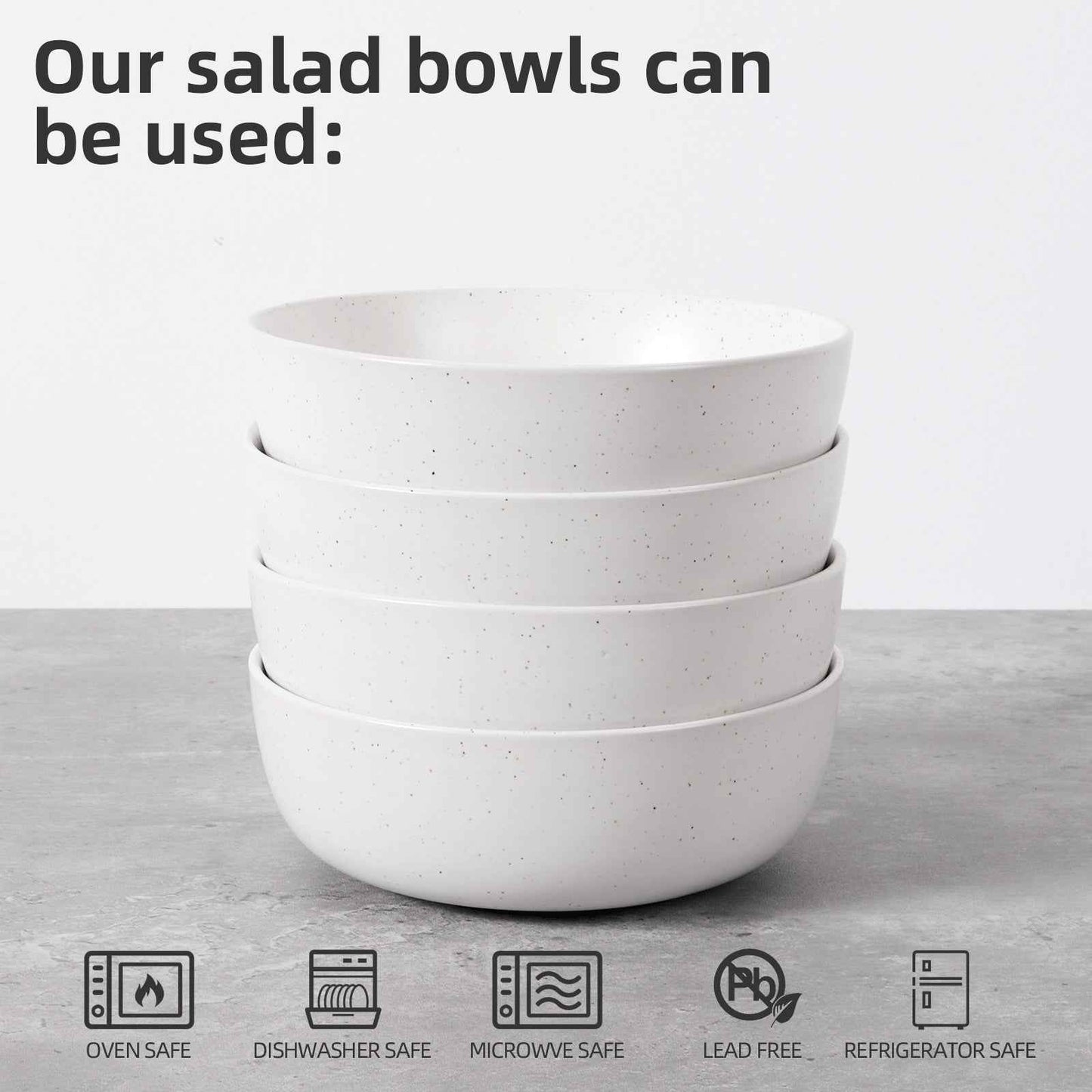 Sarah Express Ceramic Bowl Set for Kitchen - 27oz Premium Bowls Set of 4 for Cereal, Salad, Pasta, Soup, Dessert - Dishwasher, Microwave & Oven Safe