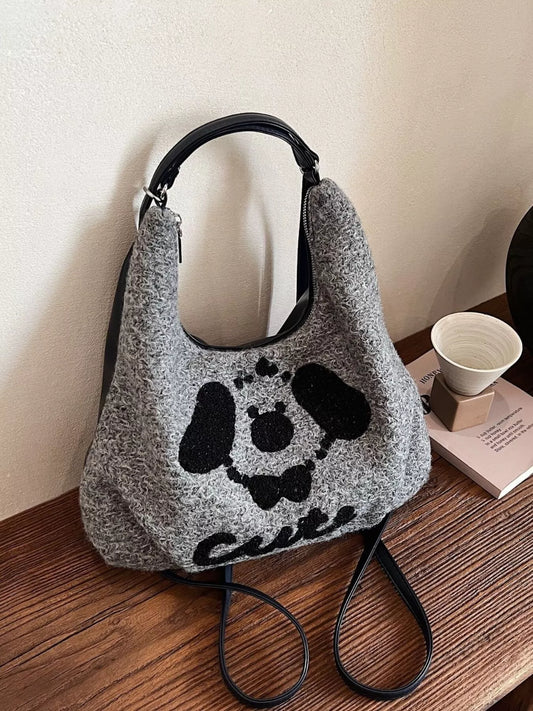 Sarah Express Dog Print Convertible Handbag Backpack Gray ONESIZE