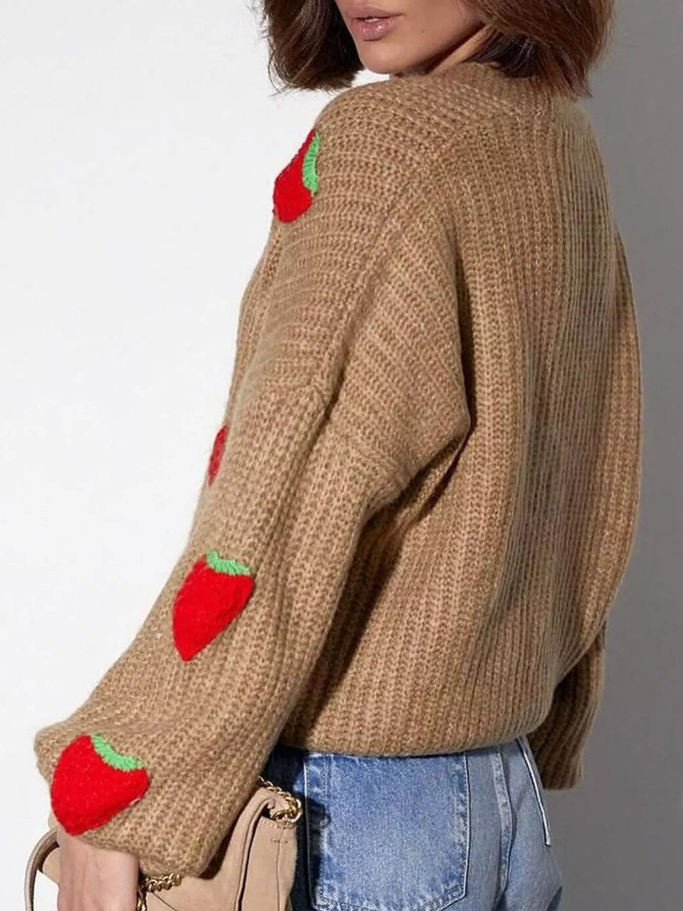 Sarah Express Women's Strawberry Button Down Cardigan