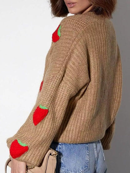 Sarah Express Women's Strawberry Button Down Cardigan