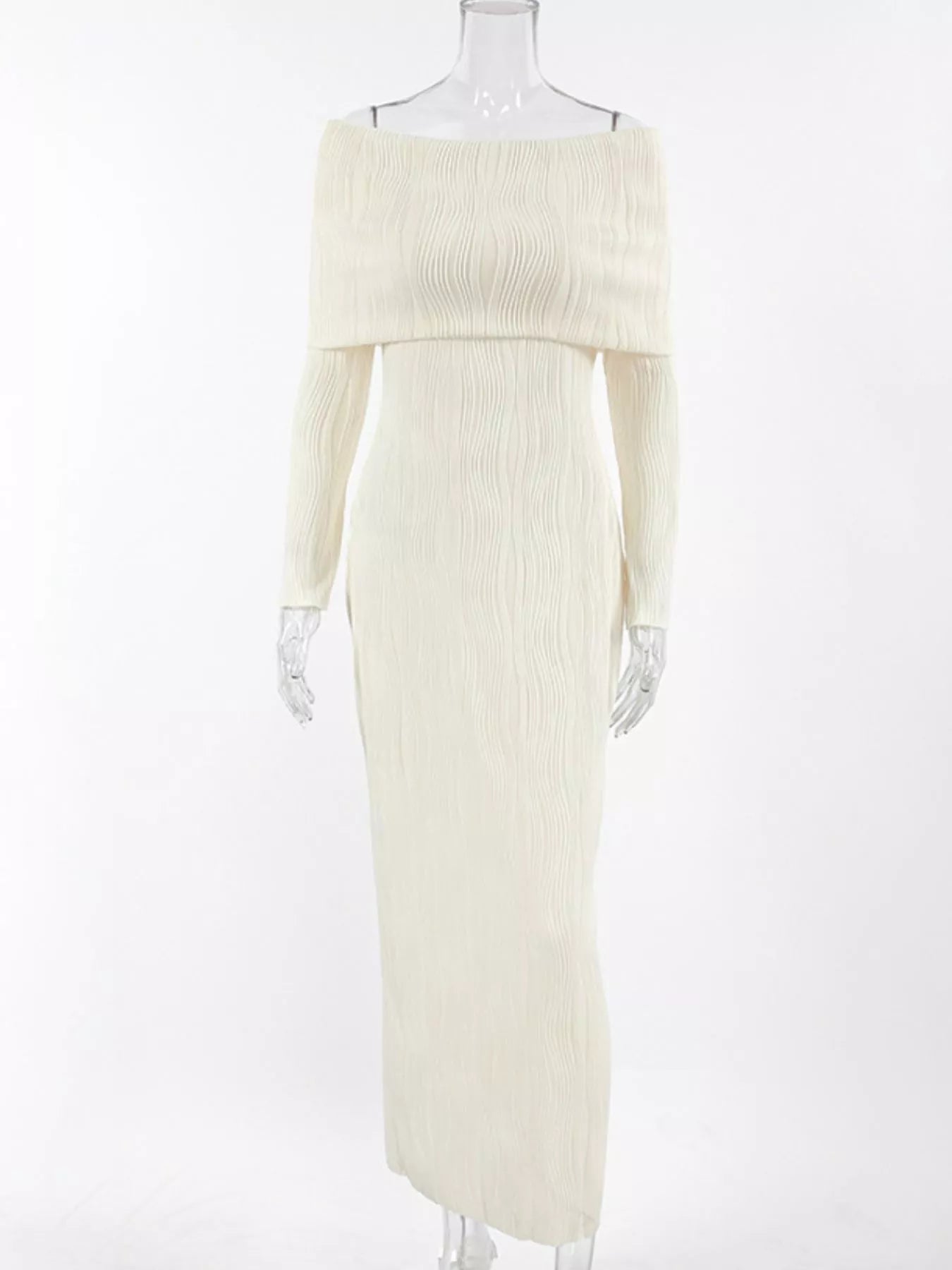 Sarah Express Women's Off-Shoulder Textured Knit Maxi Dress