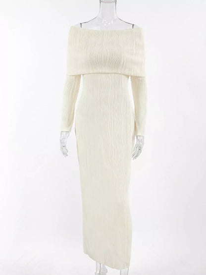 Sarah Express Women's Off-Shoulder Textured Knit Maxi Dress