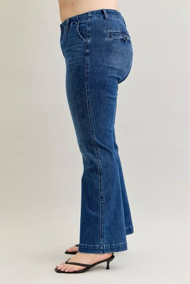 Sarah Express Women’s Plus Size Mid Rise Bootcut Jeans with Welt Pockets
