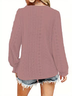 Sarah Express Women's Plus Size Eyelet V-Neck Flounce Sleeve Blouse