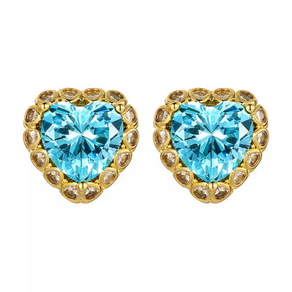Sarah Express Women's Heart-Shaped Stud Earrings Sky Blue One Size