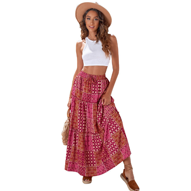 Sarah Express Women's High Waist Printed Maxi Dress Loose Fit Casual