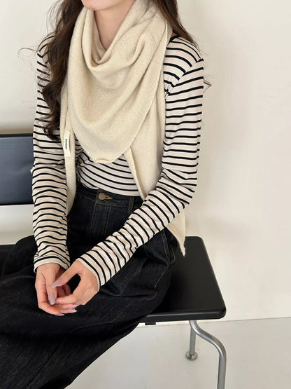 Sarah Express Women's Knitted Solid Color Scarf Off White One Size