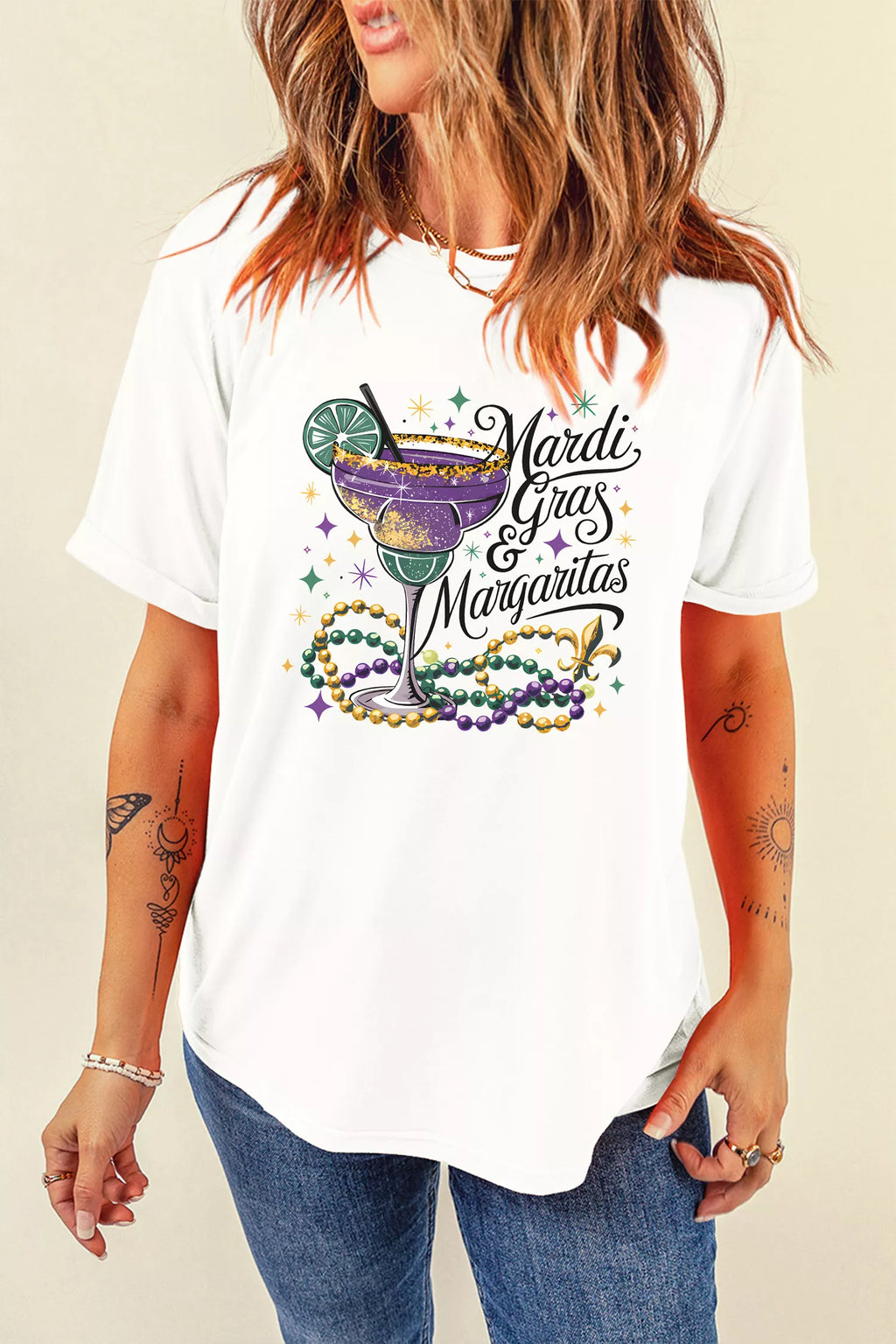 Sarah Express Women's Mardi Gras Margaritas Cheerful Graphic Tee