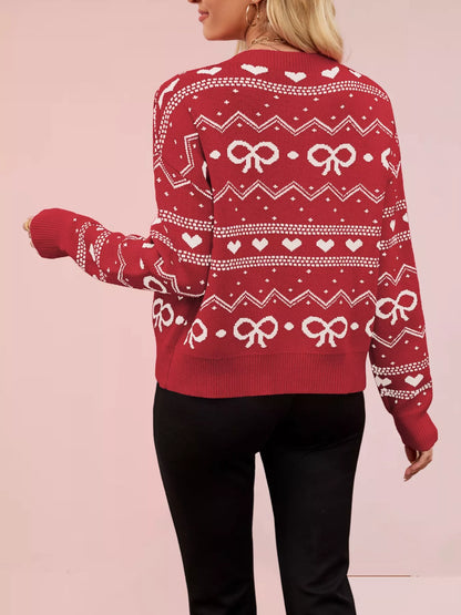 Sarah Express Women's Bowknot Pattern Knit Cardigan