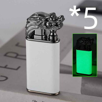 Sarah Express Blue Flame Metal Lighter - Windproof Butane Lighter with Dolphin Dragon Design Luminous Faucet 5PCS