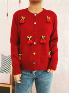 Sarah Express Women's Flower Button Up Long Sleeve Cardigan