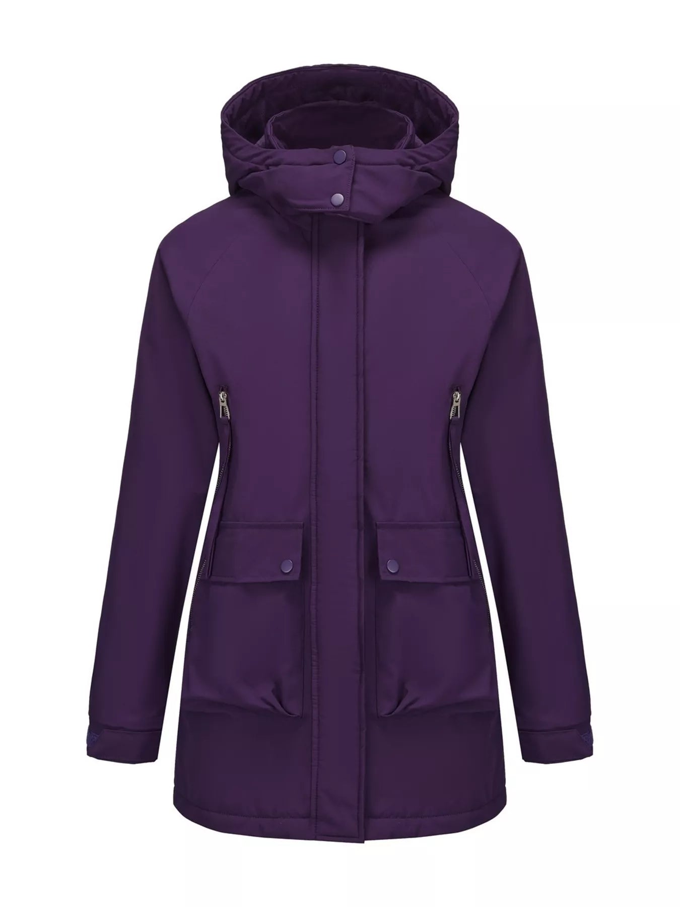 Sarah Express Women's Full Size Zip Up Hooded Parka Outerwear Purple