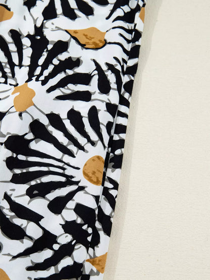 Sarah Express Women's Abstract Floral Print Split Notched Dress