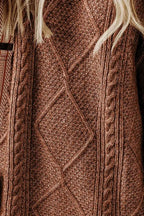 Sarah Express Women's Cable-Knit Sweater Dress Round Neck Long Sleeve Fall Winter Casual Comfort