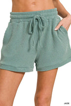 Sarah Express Women's Raised Rib Cap Sleeve Top & Shorts Set