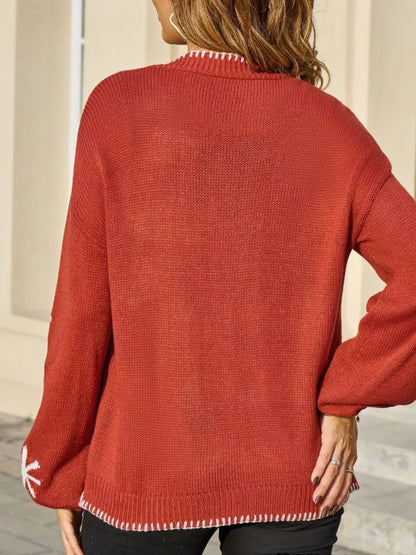 Sarah Express Women's Floral Open Front Knit Cardigan Sweater