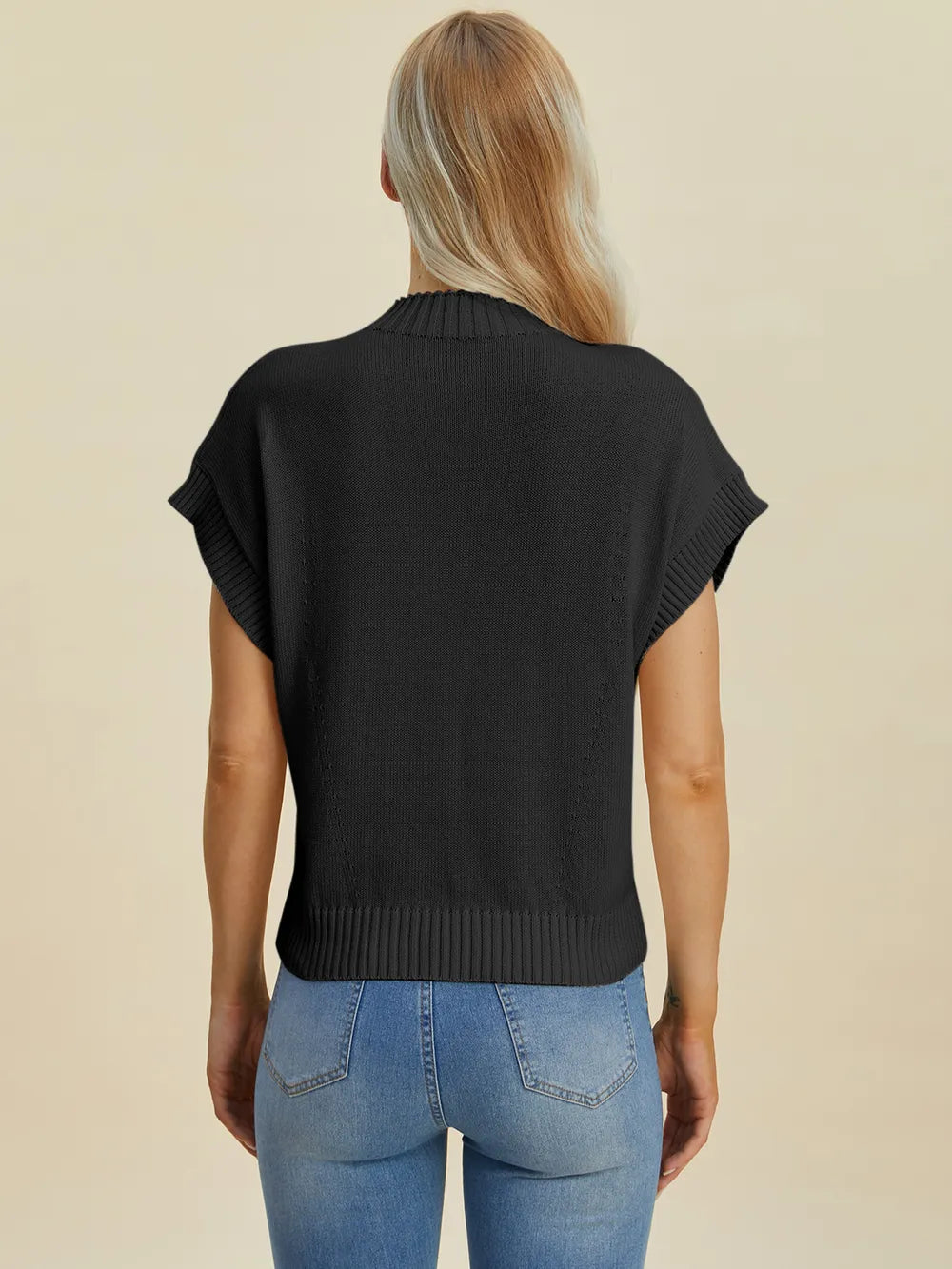 Sarah Express Women’s Plus Size Short Sleeve Mock Neck Viscose Sweater
