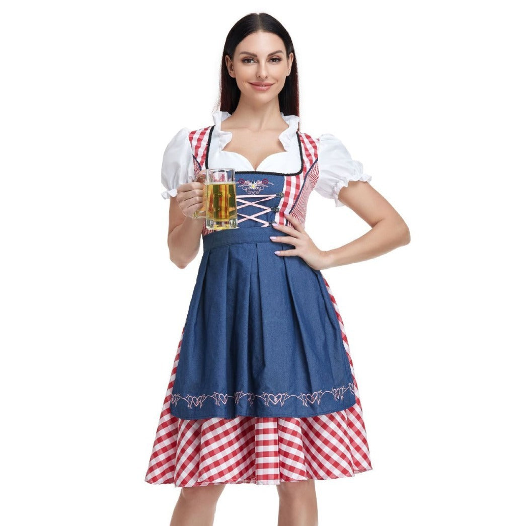 Sarah Express Women's Oktoberfest Dirndl Costume Bavarian Dress with Apron and Ribbon