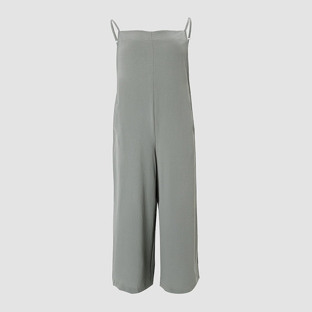 Sarah Express Women's Sleeveless Wide Leg Jumpsuit with Pockets Adjustable Strap Casual Summer Overall