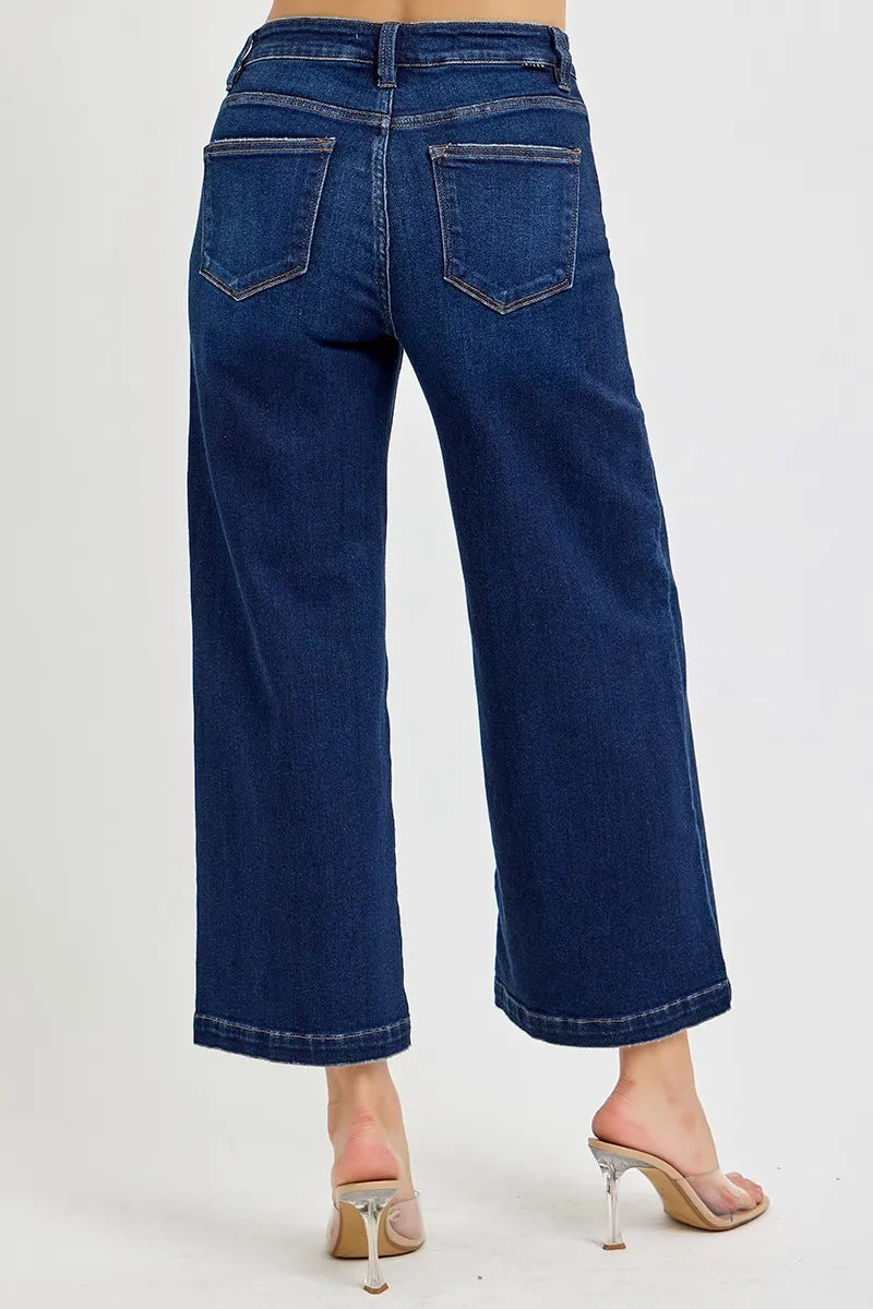 Sarah Express Women’s High Rise Cropped Wide Leg Jeans Casual
