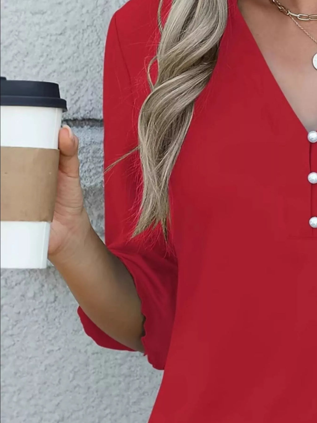 Sarah Express Women's Notched Flounce Sleeve Blouse - Plus Size Button Front Top