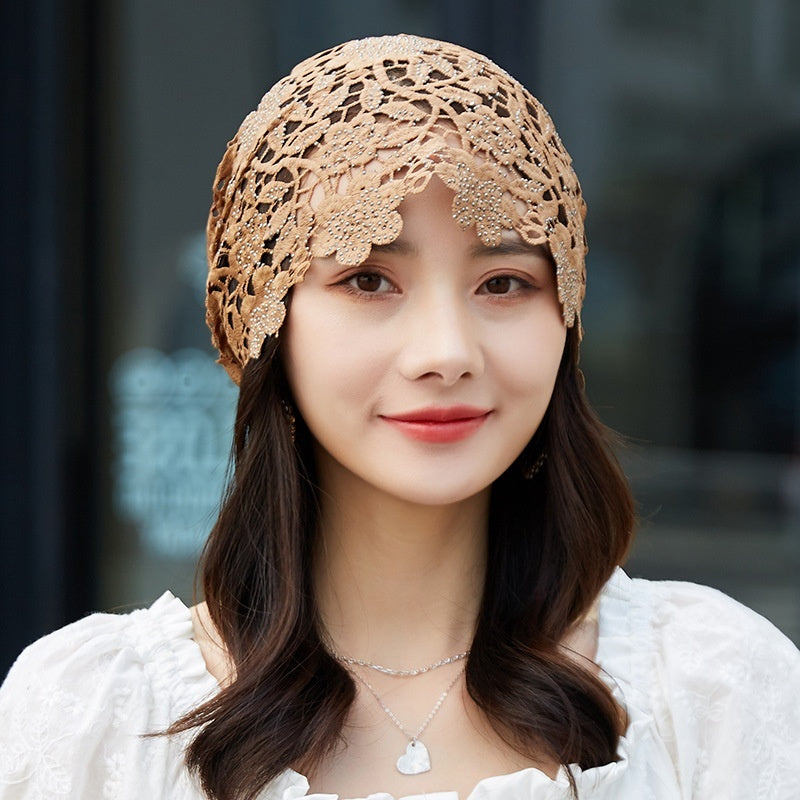 Sarah Express Ethnic Floral Lace Head Wrap Turban Breathable Pullover Hat