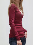 Sarah Express Women's Long Sleeve T-Shirt with Lace Detail