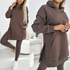 Sarah Express Women's Hooded Sweatshirt and Thickened Leggings Two-Piece Athleisure Set