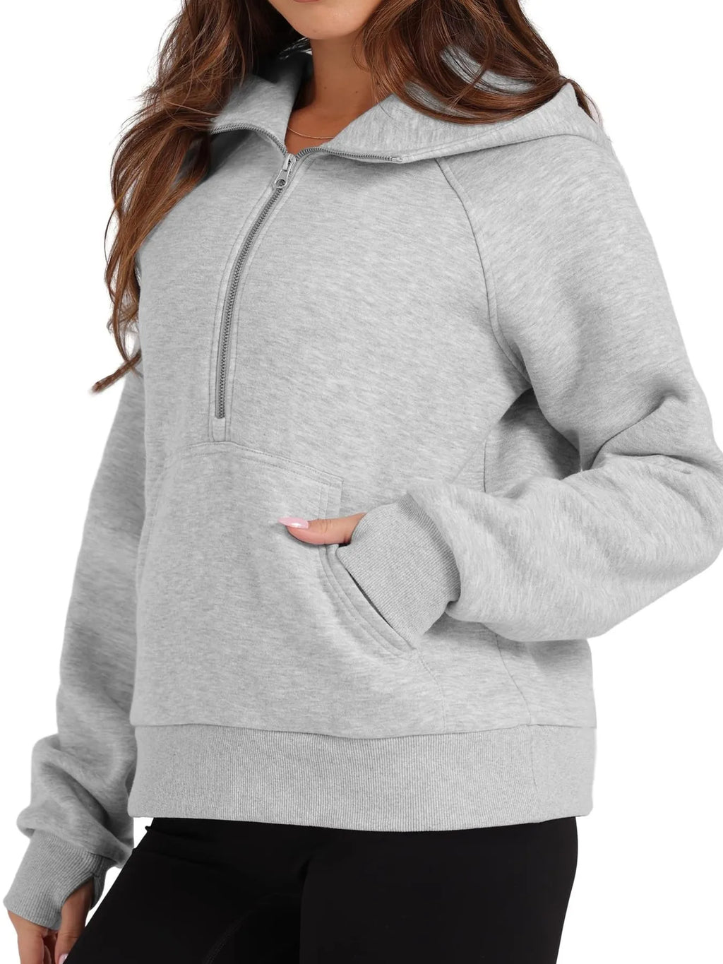 Sarah Express Women's Half-Zip Hoodie with Kangaroo Pocket - Casual Activewear Pullover
