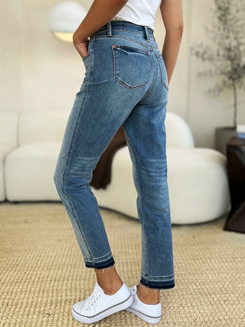 Sarah Express Women’s Plus Size Mid Rise "Rigid Magic" Release Hem Jeans
