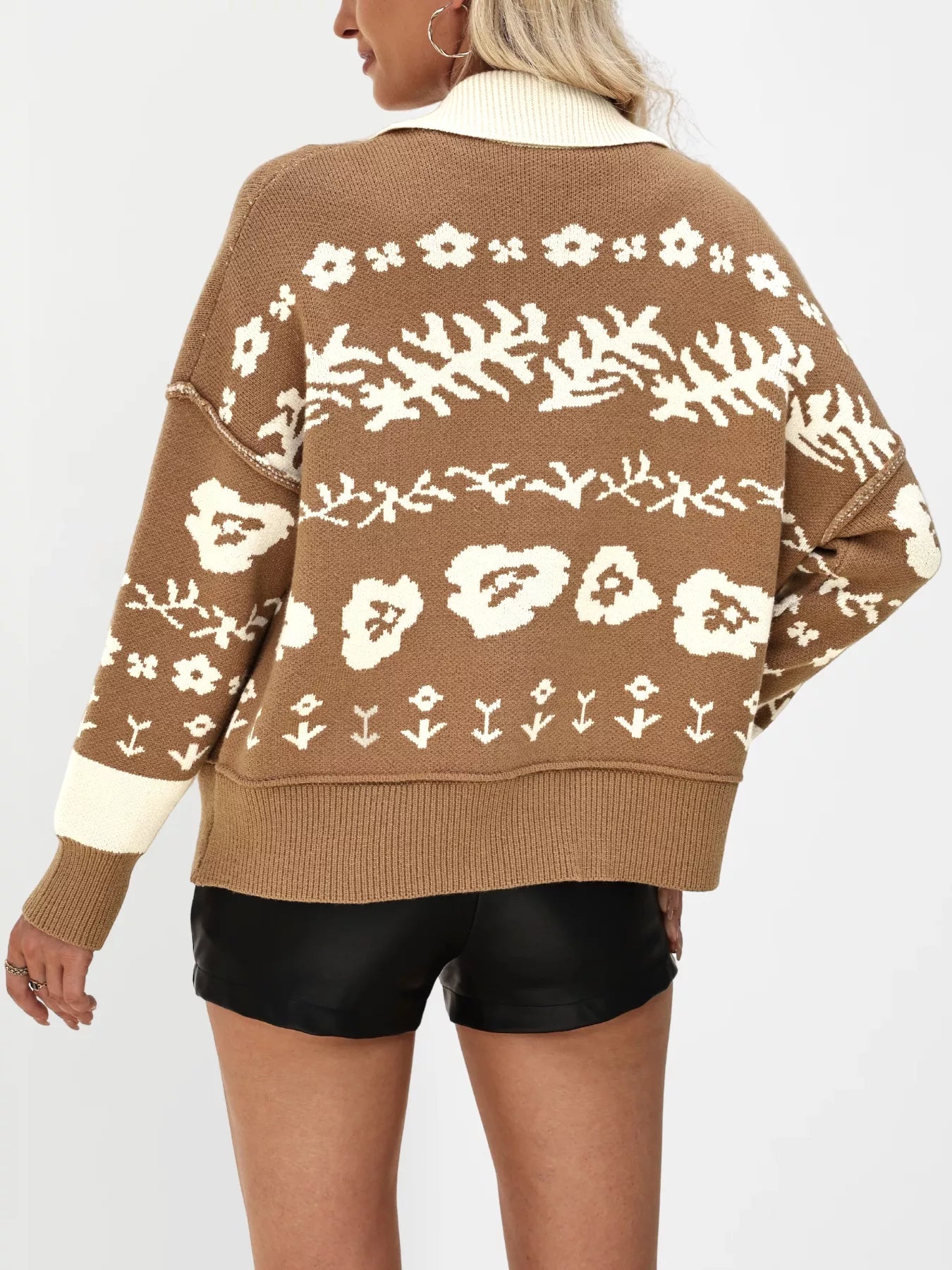 Trendsi Women's Floral Pattern Button-Down Cardigan