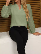 Sarah Express Women's Notched Balloon Sleeve Blouse