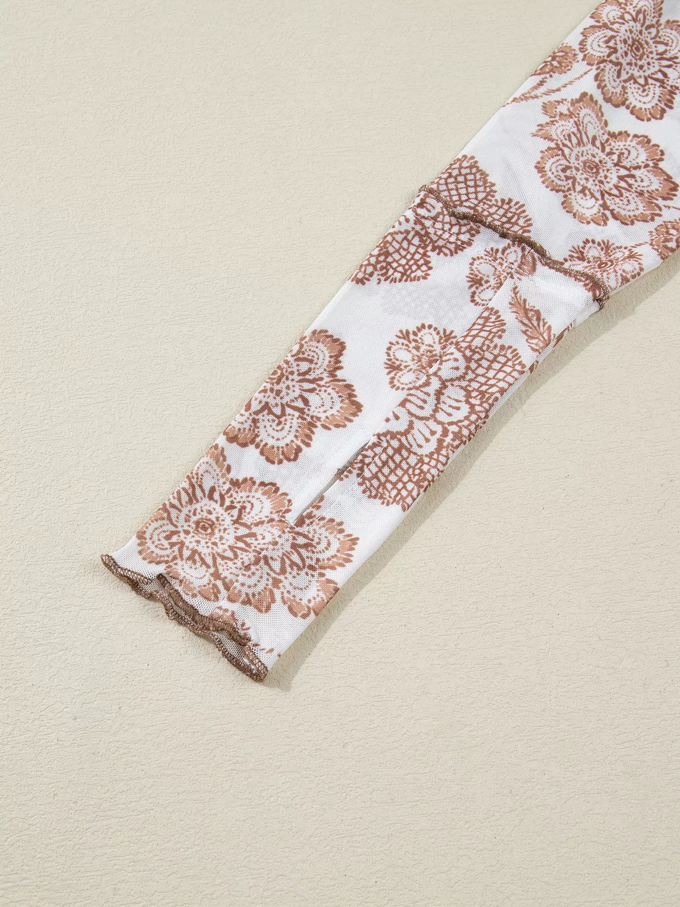 Sarah Express Women's Thumbhole Long Sleeve Floral Print Mesh Top