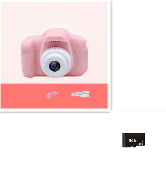 Sarah Express HD Mini Kids Digital Camera 13MP 1080P Cartoon Design with 2.0 Inch Screen X2Pink 8G USB
