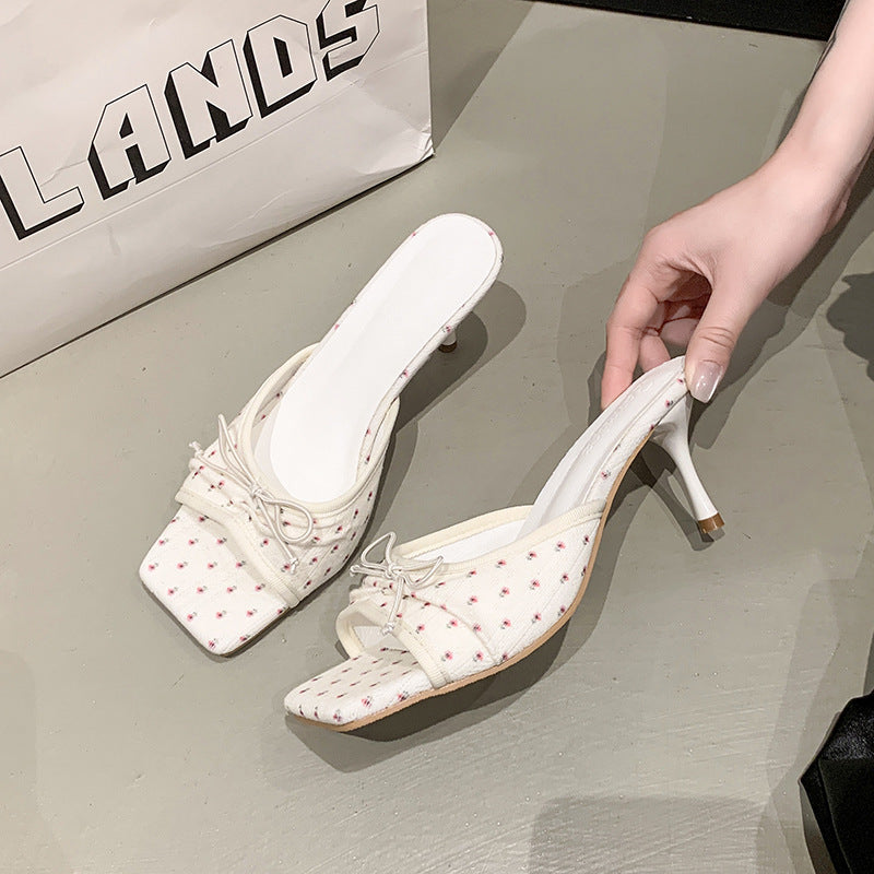 Sarah Express Bowtie Peep-Toe Sandals White