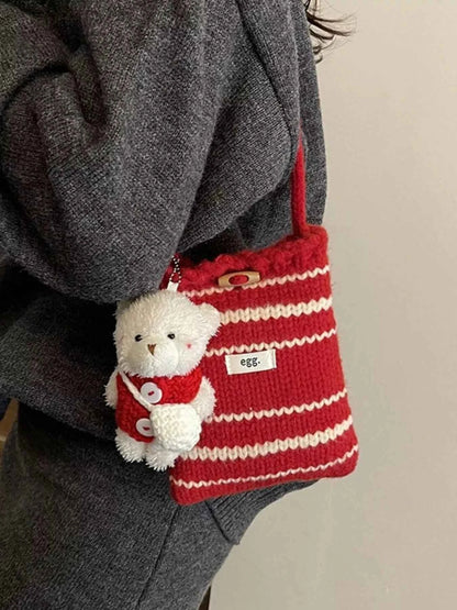 Sarah Express Women's Knitted Striped Crossbody Bag - Mini Shoulder Bag Casual Purse