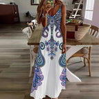 Sarah Express Women's V-Neck Sleeveless Maxi Dress Artistic Print