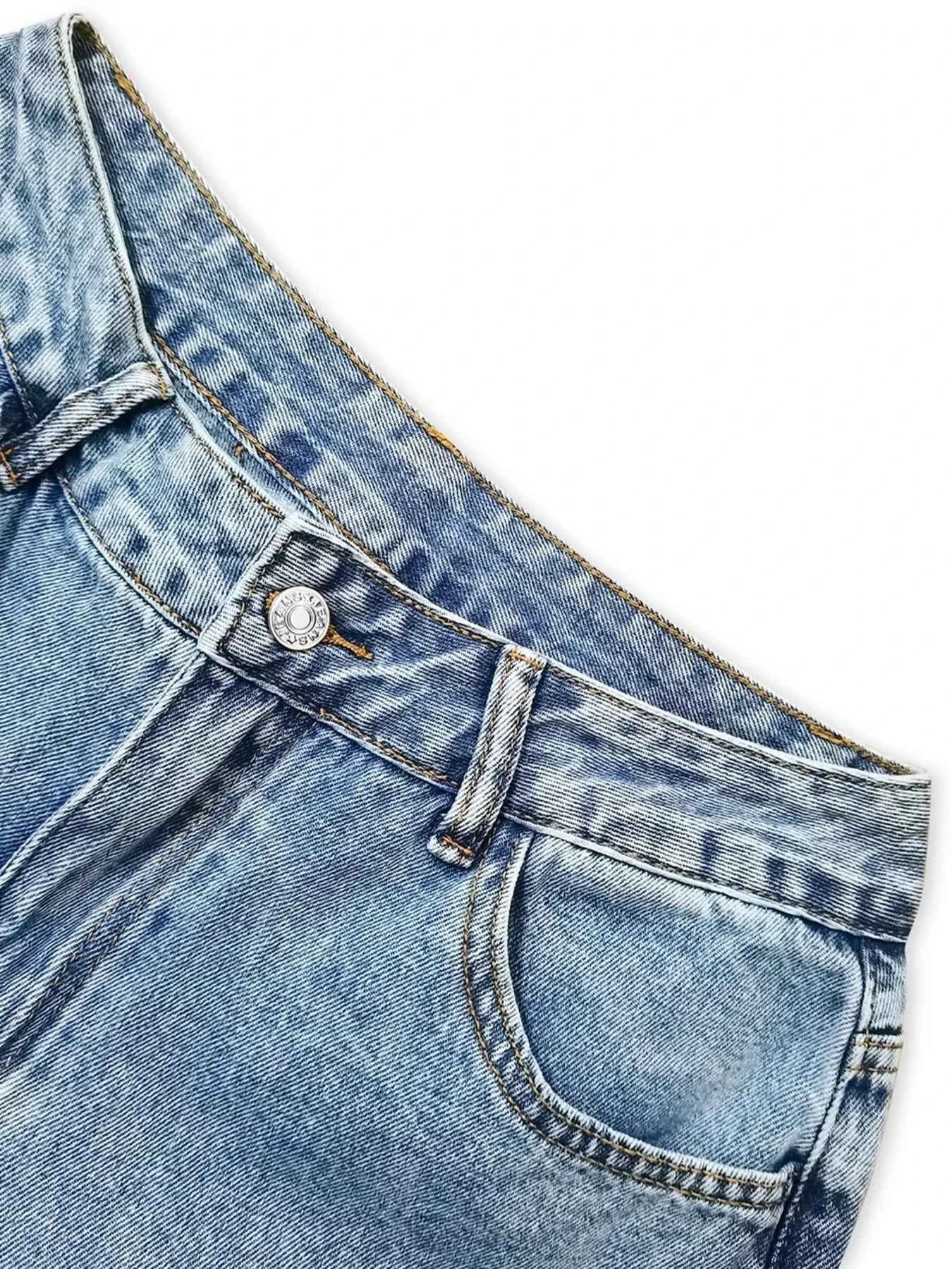 Sarah Express Women's Distressed Wide Leg Jeans - High Waist Vintage Denim Pants