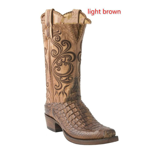 Sarah Express Women's Mid-Calf Equestrian Block Heel Boots – Synthetic Leather, Sizes EU 38–48