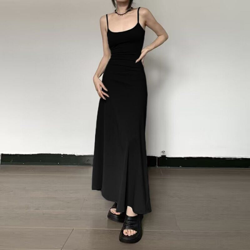 Sarah Express Women's High Waist Slim Fit Cami Strap Maxi Dress